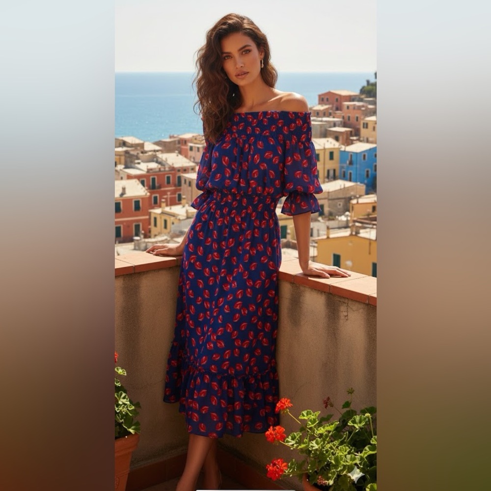 MISA Los Angeles Leaf Print Dress